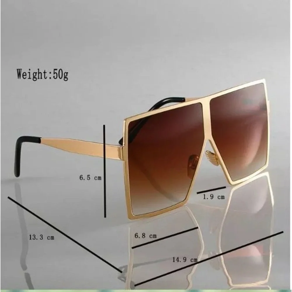 Oversized Square Mirrored Sunglasses Mens Womens Silver Frame Fashion Shades New